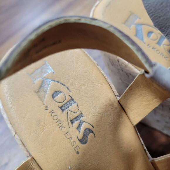 Korks by Kork Ease Poppy Wedge Leather Sandal, Metallic Size 10 - Picture 10 of 12
